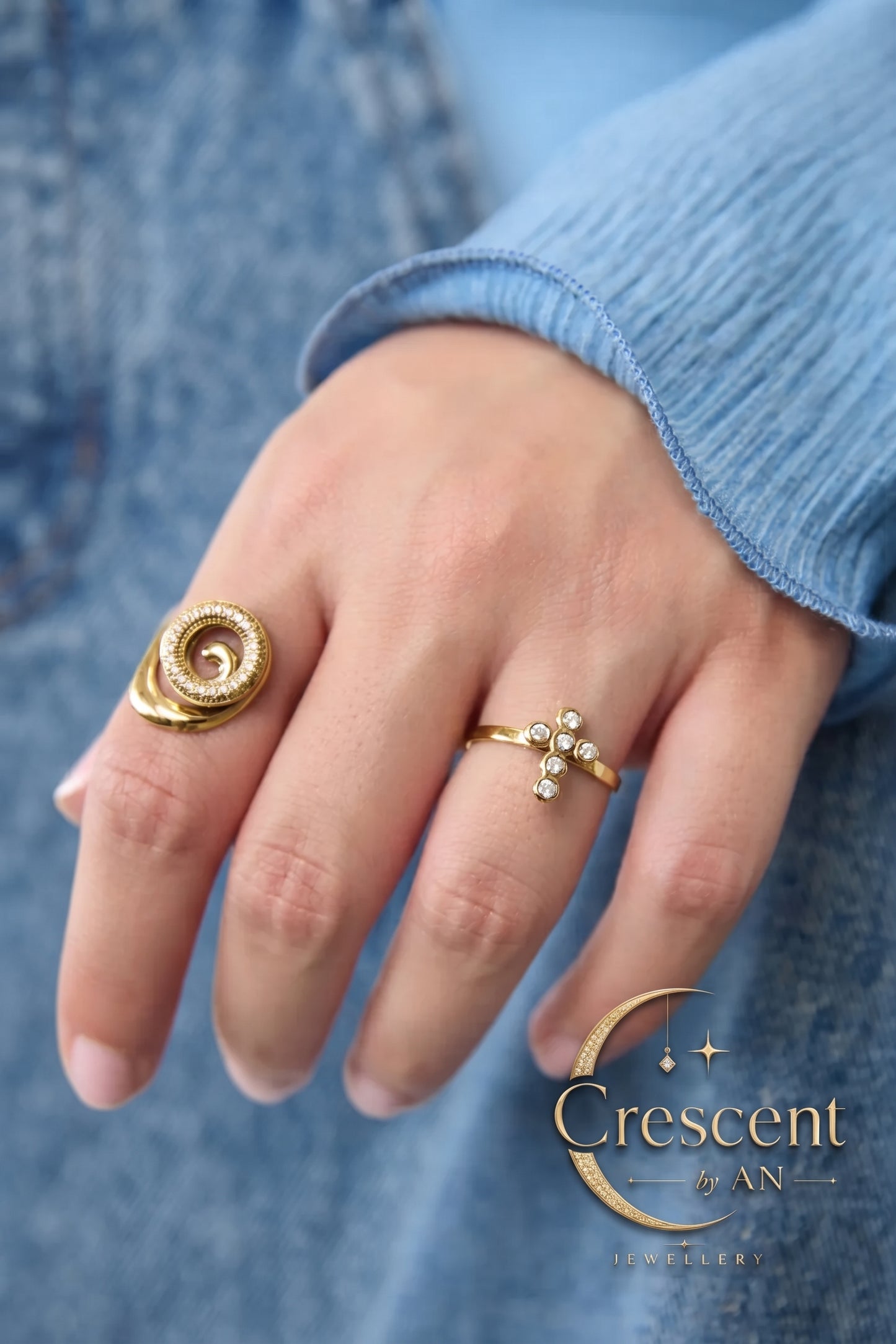 14K Gold Plated Cross Ring
