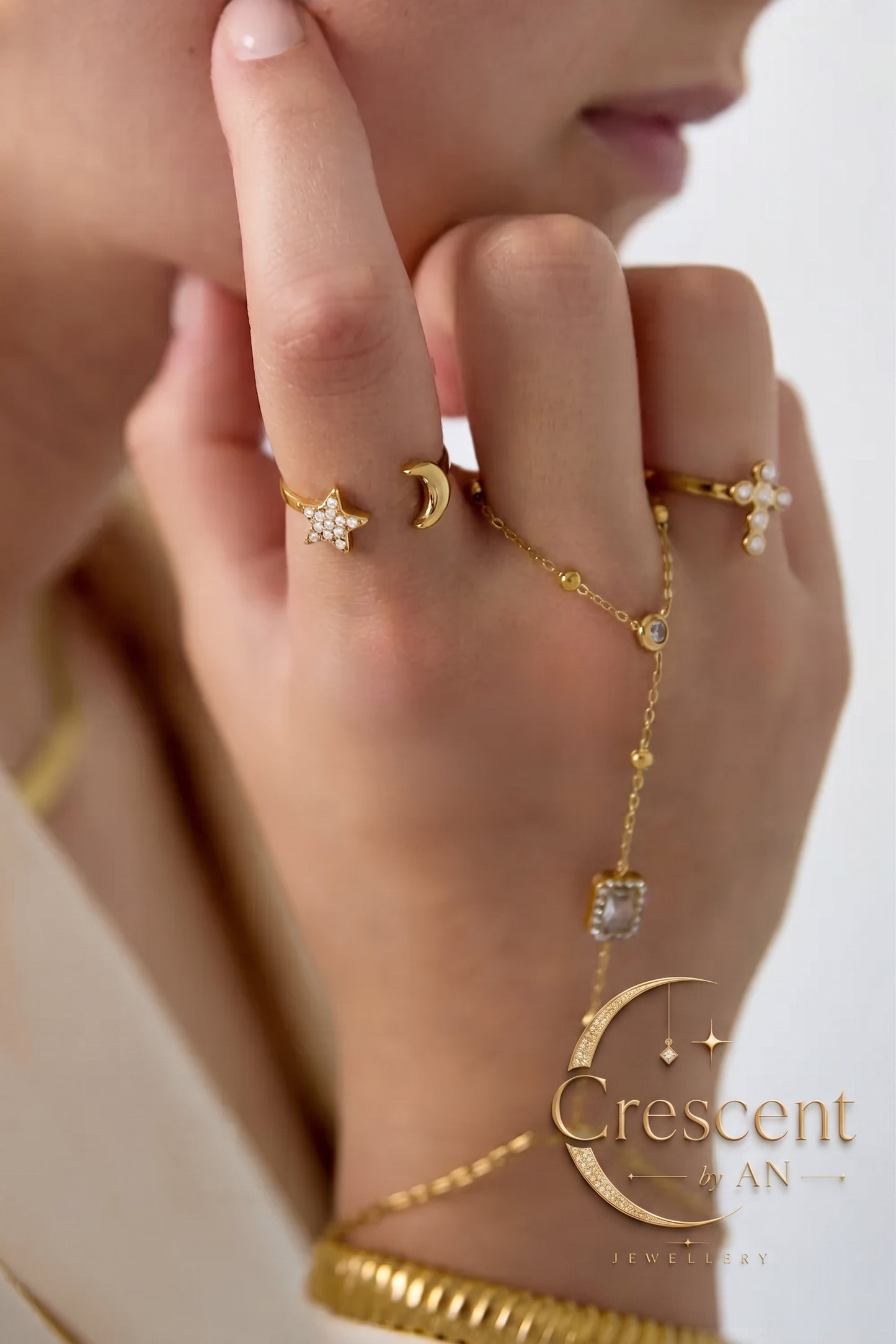Celestial Star & Moon Adjustable Ring