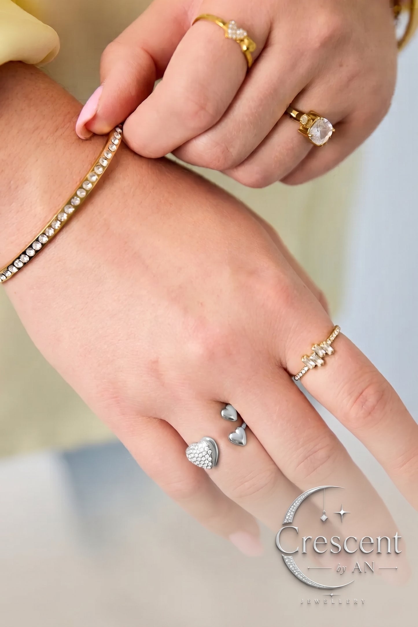 Crescent by AN - Silver Heart Ring