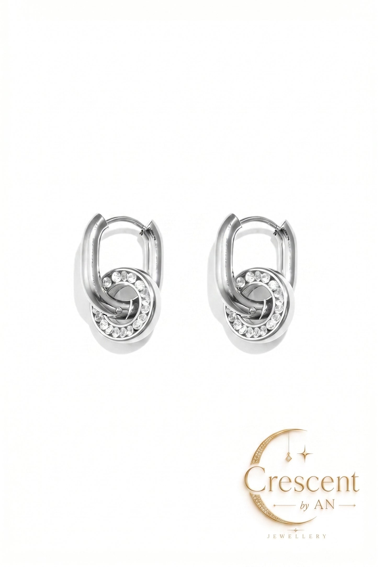 Interlocking Zircon Circle Hoop Earrings