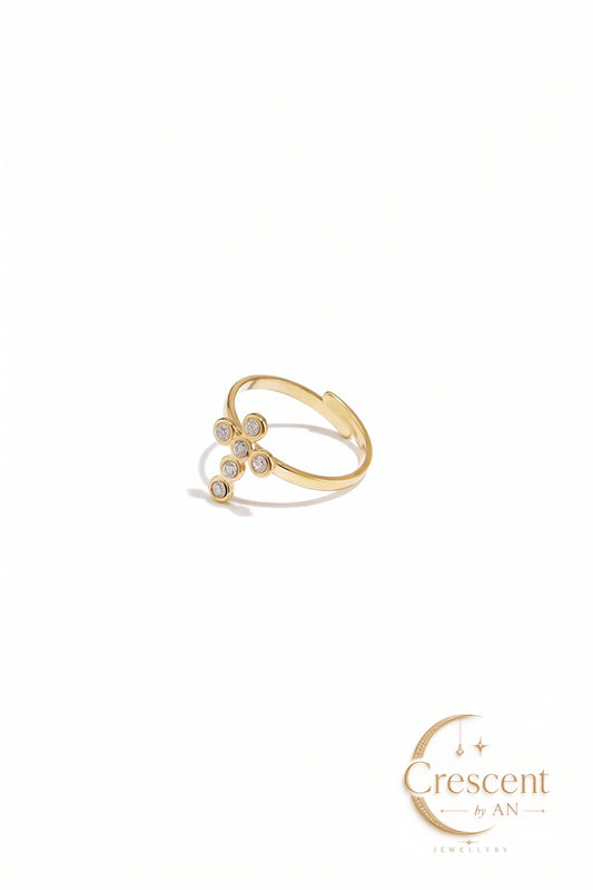 14K Gold Plated Cross Ring