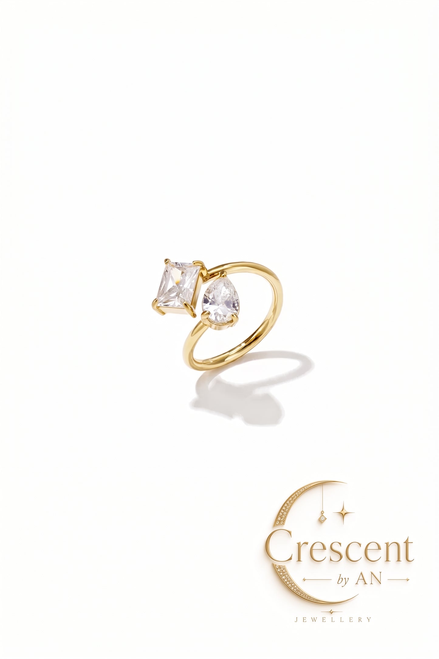Adjustable Zircon Geometric Ring