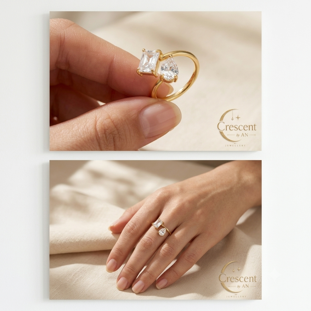 Adjustable Zircon Geometric Ring