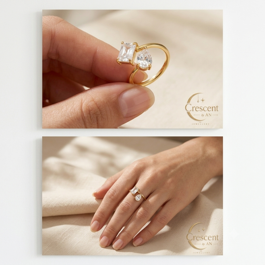 Adjustable Zircon Geometric Ring