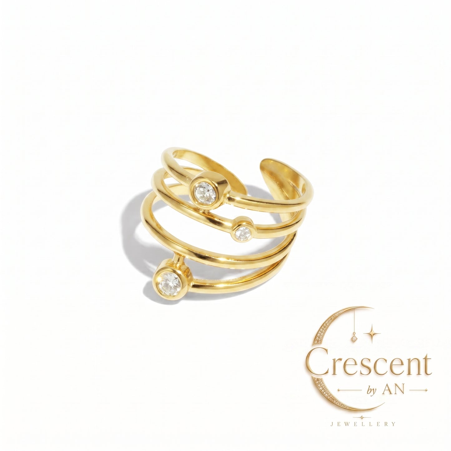Astraea Multi-Strand Zircon Statement Ring