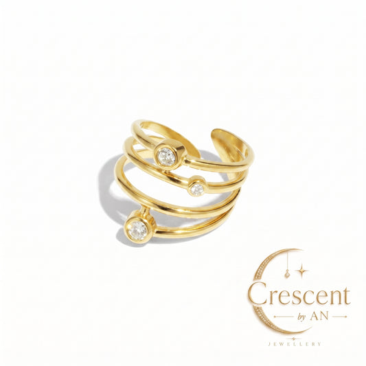 Astraea Multi-Strand Zircon Statement Ring