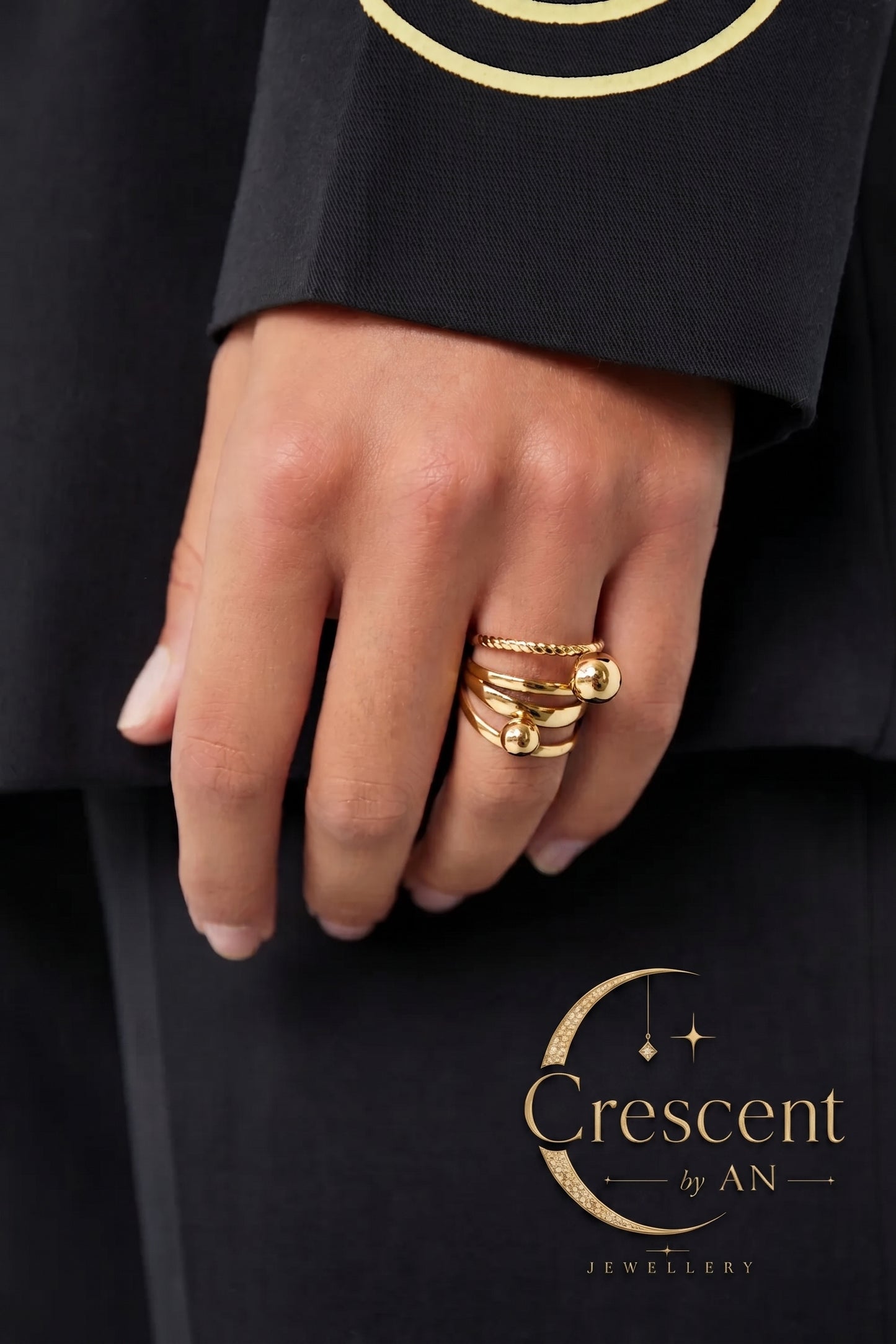 Celeste Multi-Band Ball Statement Ring
