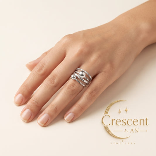 Celeste Multi-Band Ball Statement Ring