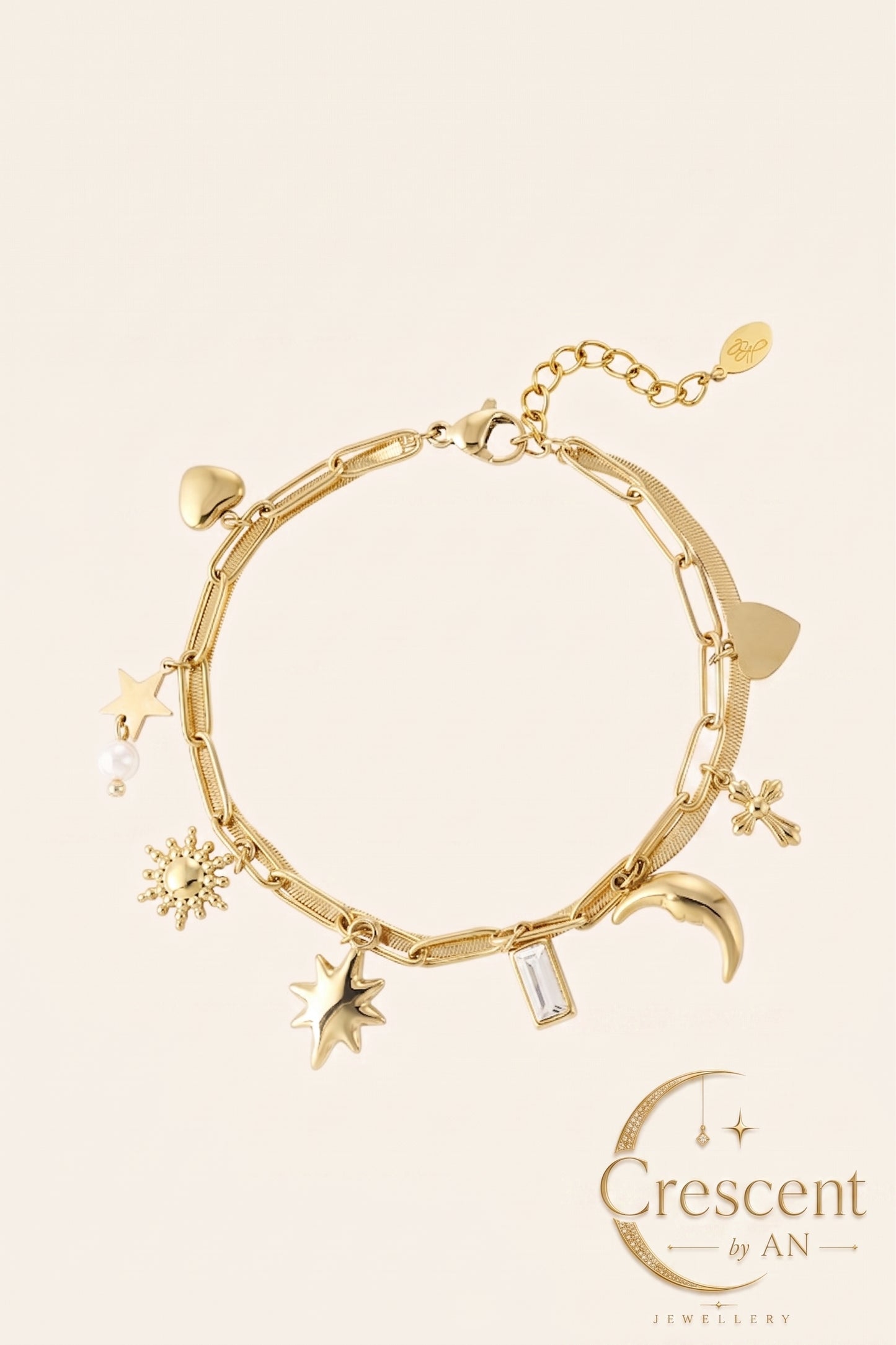 Celestial Multi-Charm Chain Bracelet