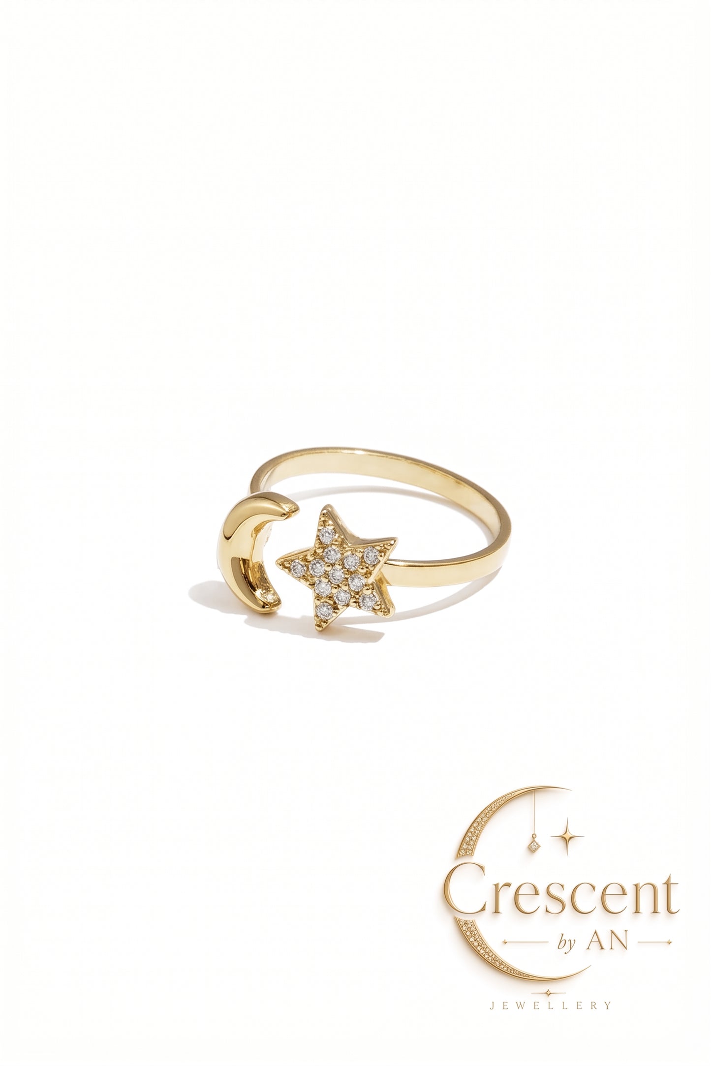 Celestial Star & Moon Adjustable Ring