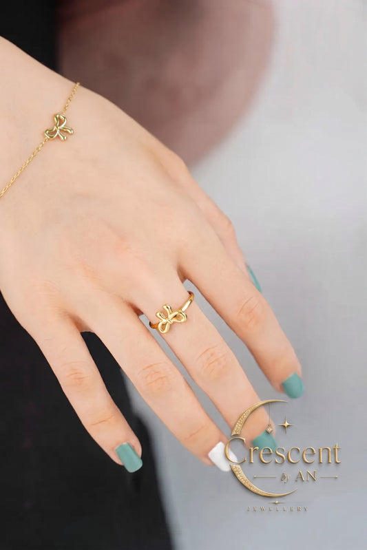 Crescent Bow Stainless Steel Ring