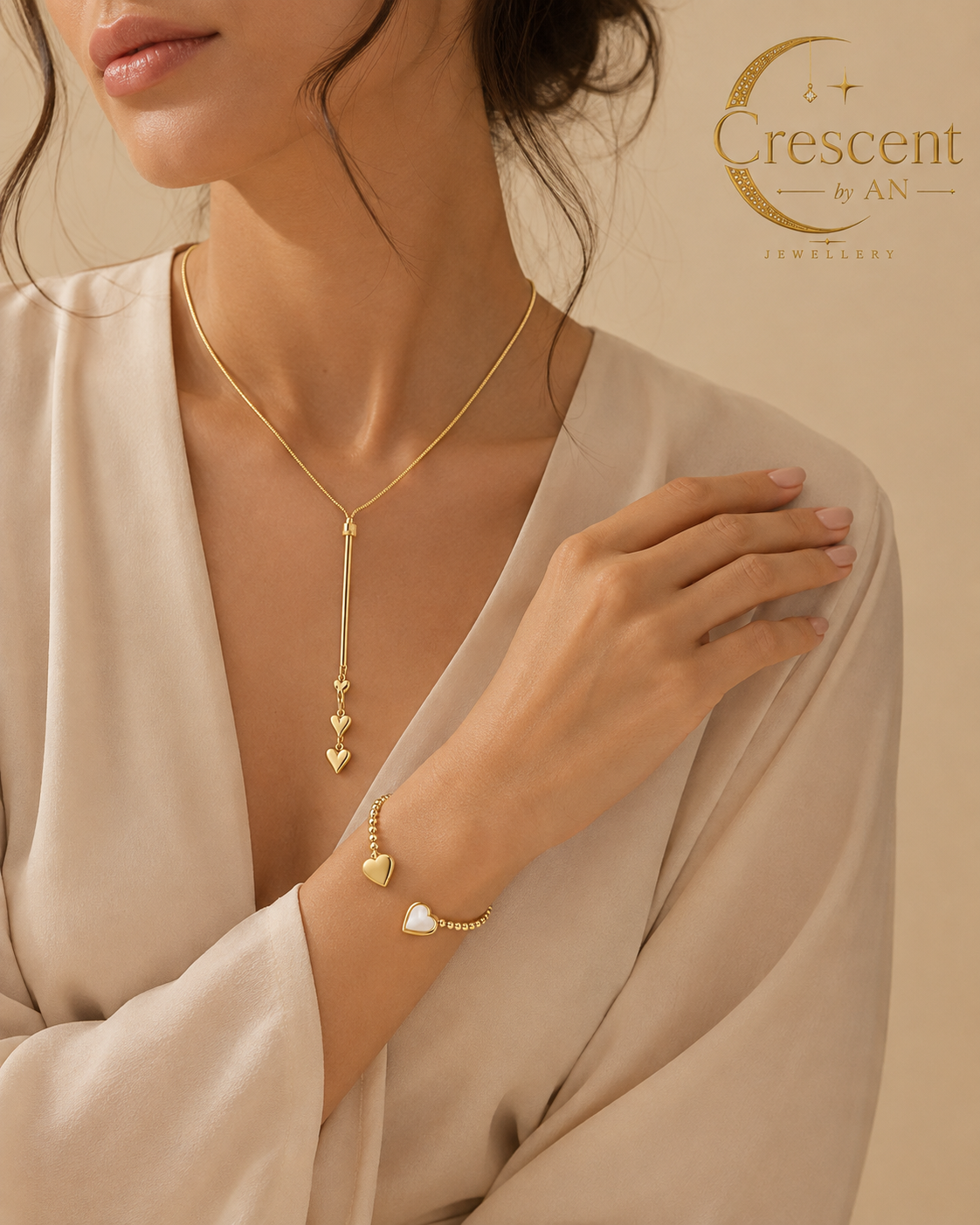 Crescent by An – Cascading Hearts Jewellery Set
