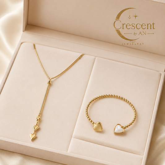 Crescent by An – Cascading Hearts Jewellery Set
