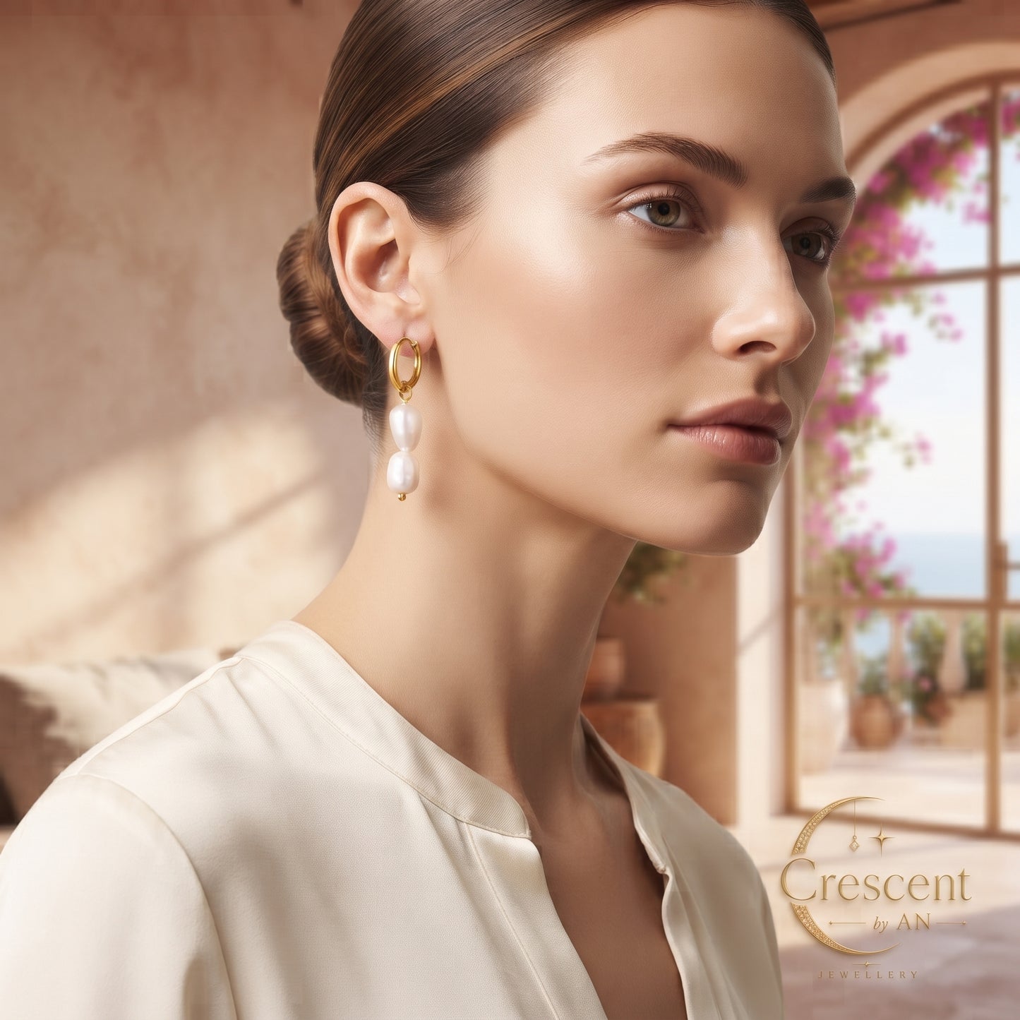 Double Pearl Drop Earrings