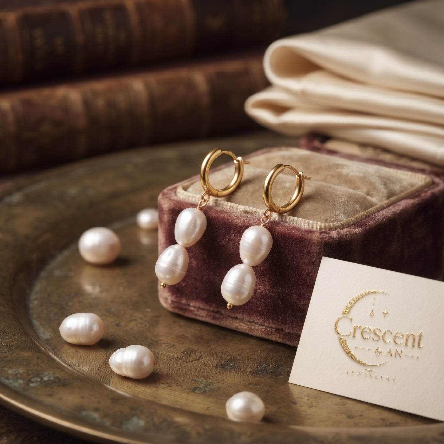 Double Pearl Drop Earrings