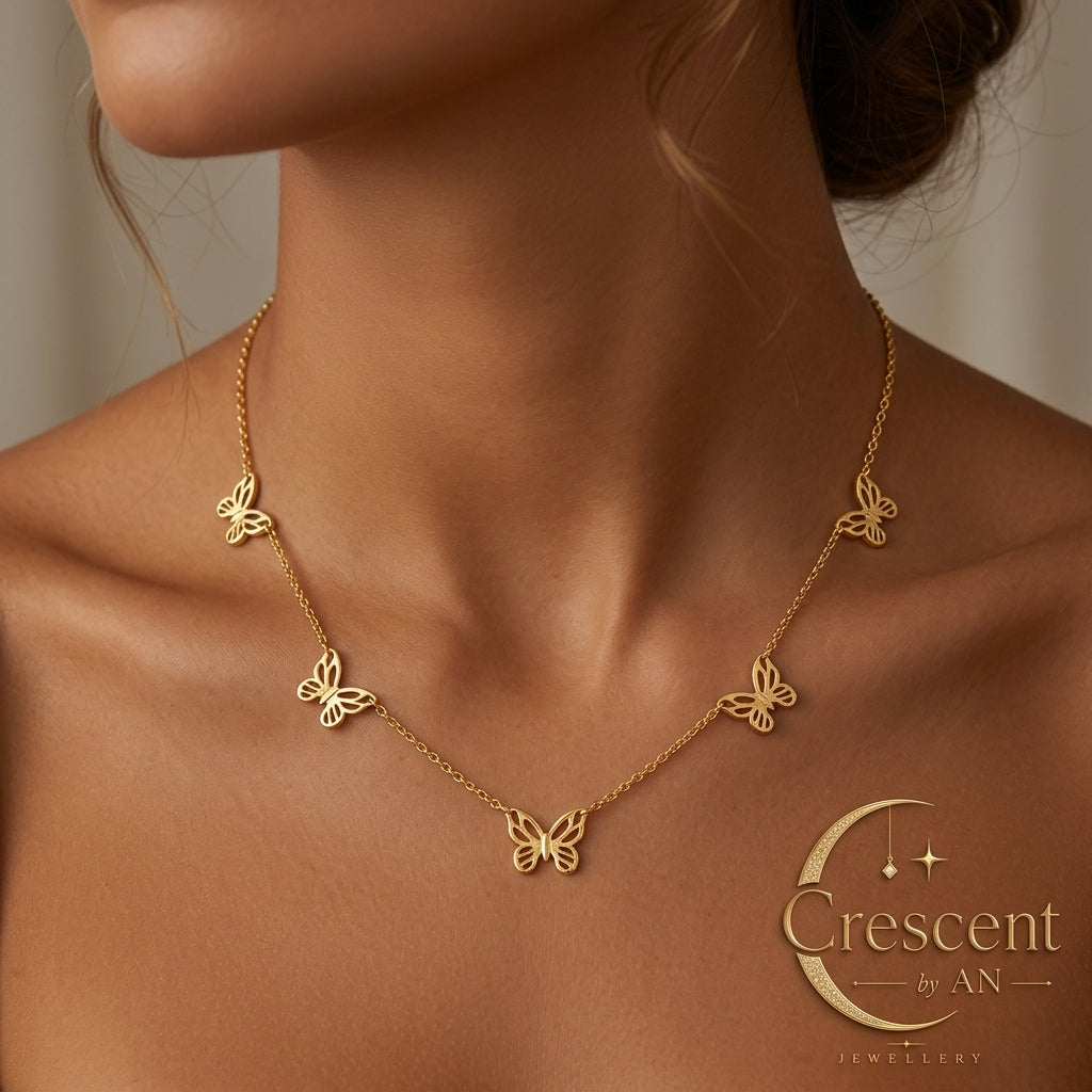 Golden Butterfly Charm Necklace