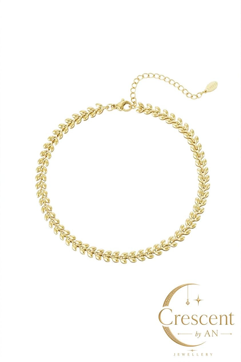 Golden Laurel Leaf Chain Anklet