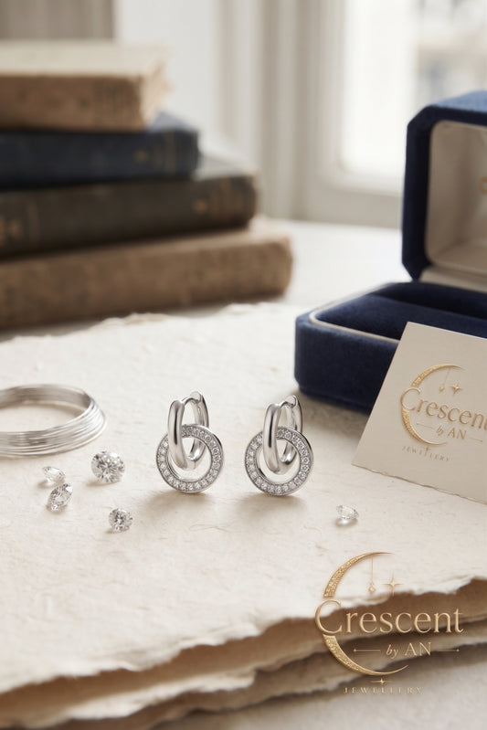 Interlocking Zircon Circle Hoop Earrings