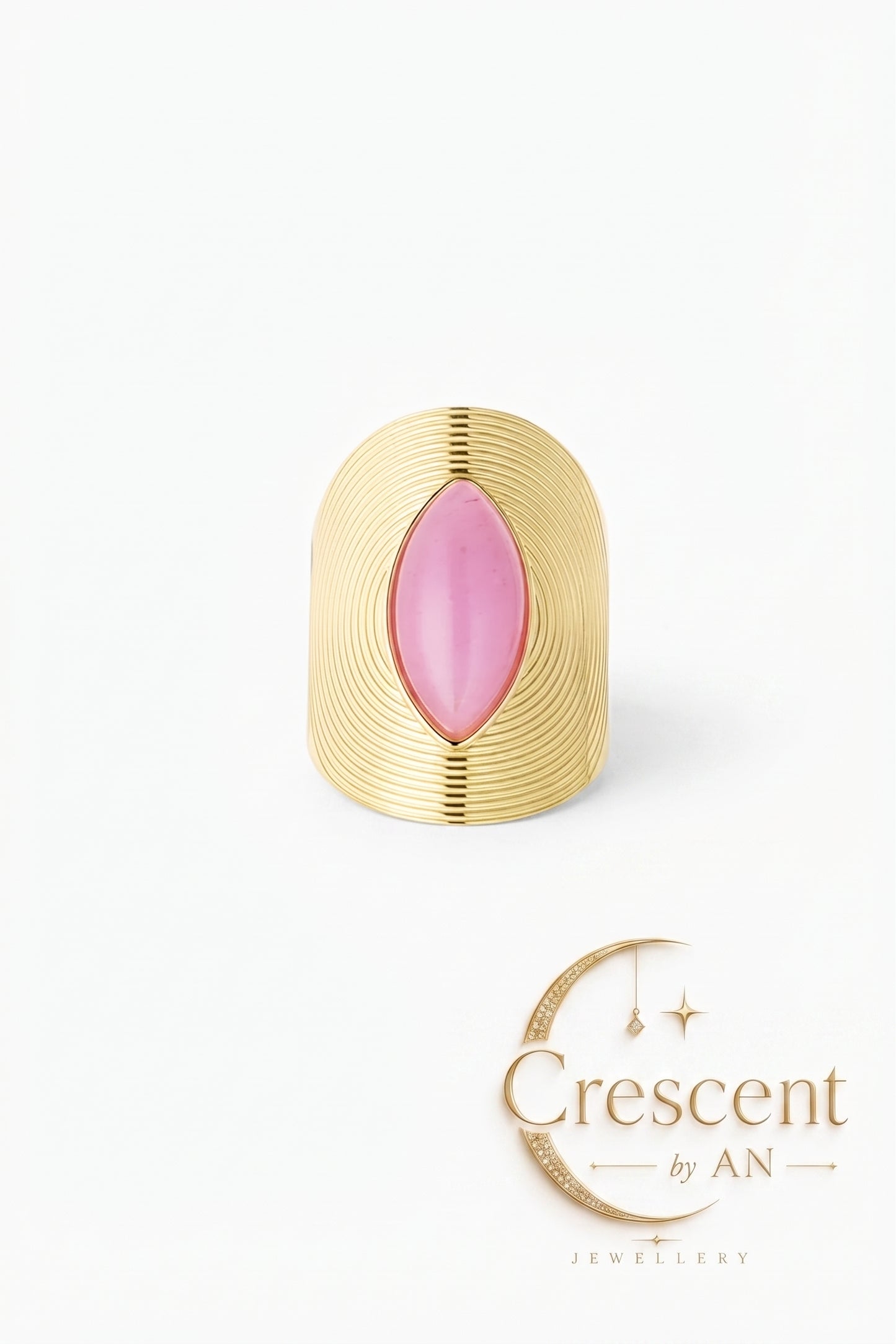Isla Ribbed Pink Stone Statement Ring