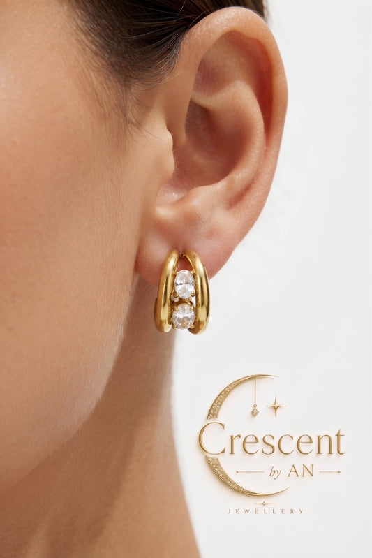 Lumé Geometric Pave Statement Hoops