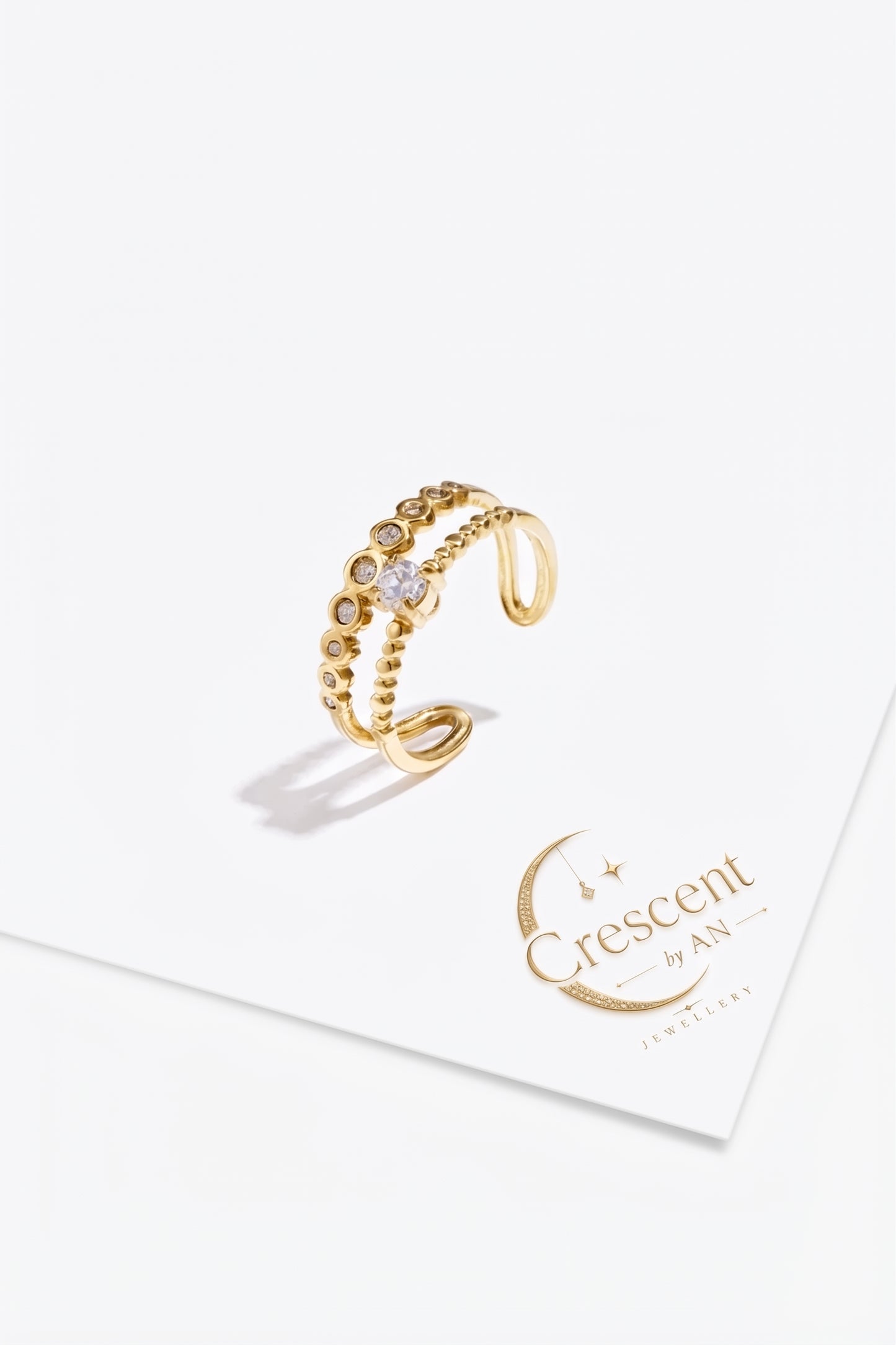 Minimalist Irregular Rhinestone Adjustable Ring