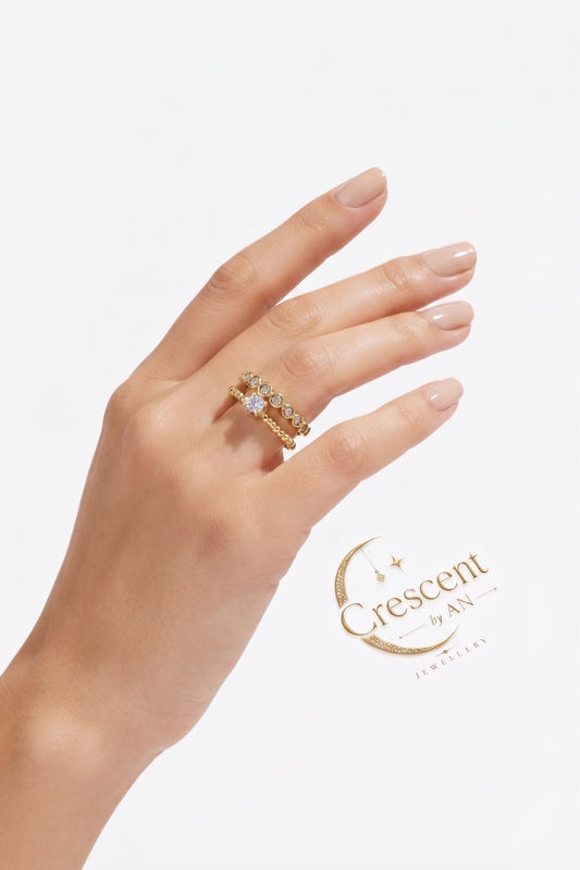 Minimalist Irregular Rhinestone Adjustable Ring