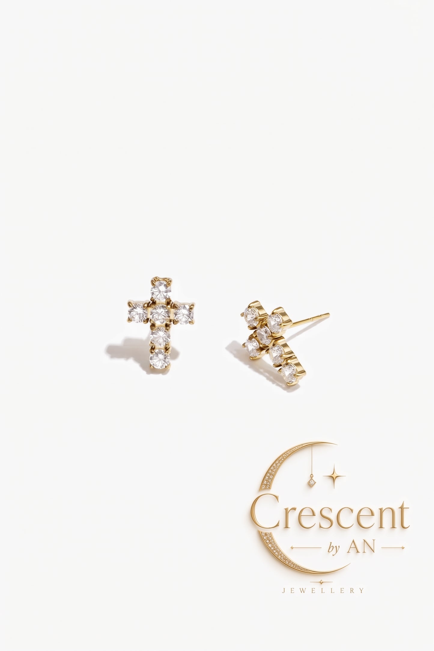 Seraphina Rhinestone Cross Stud Earrings